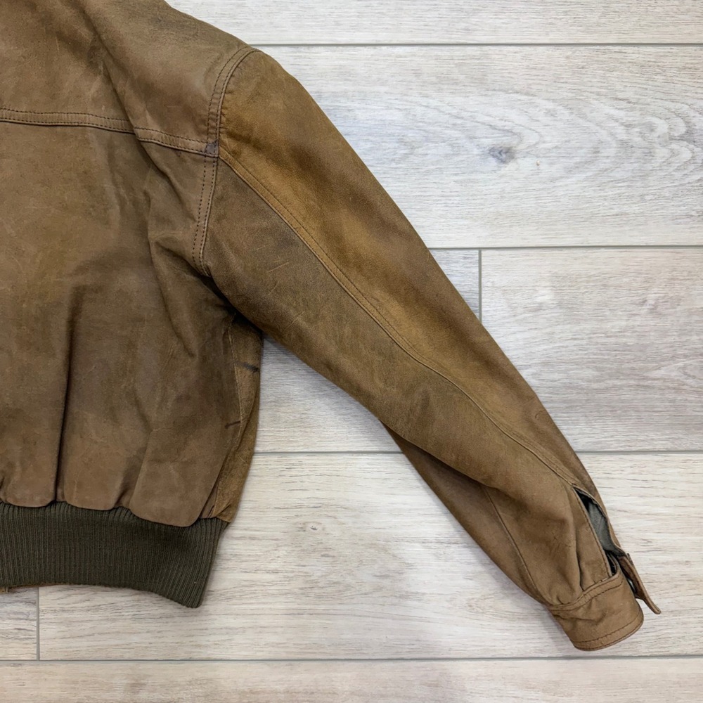 Vintage Fidelity Women's Brown Nubuck Suede Leather Bomber Jacket Distressed Med - Picture 12 of 13